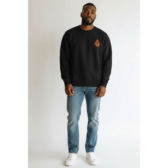 VOLCOM Men's Black RoundAbout Crew Sweatshirt SMALL - Picture 1 of 7